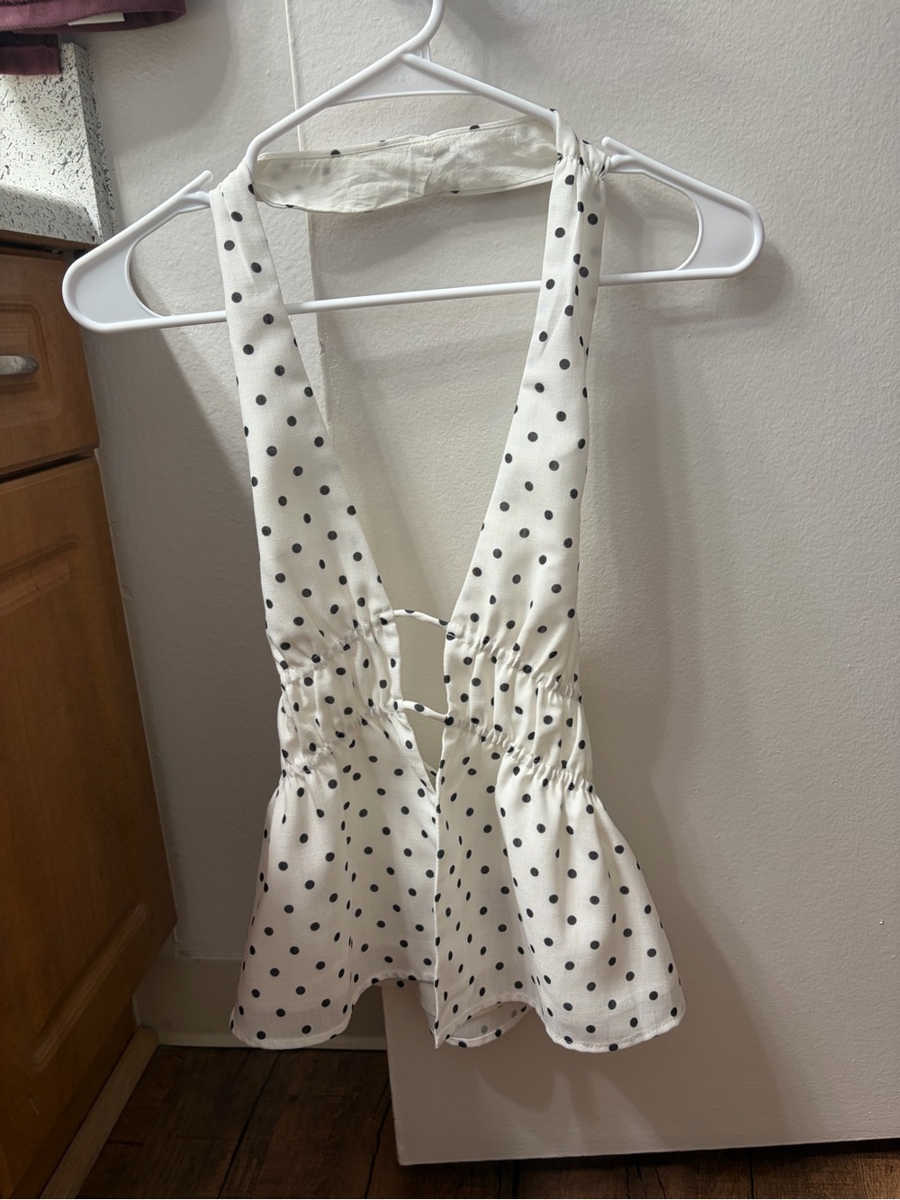 PacSun White Polka Dot Halter Tie-Back Camisole